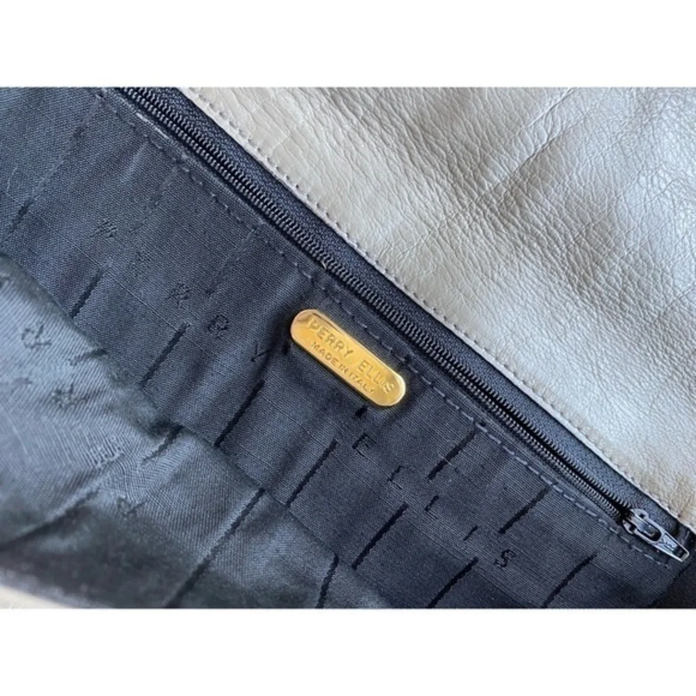 Perry Ellis • Grey Stripe Flap Handbag